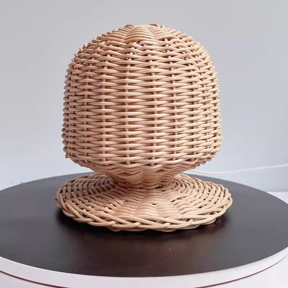 Handwoven Rattan Head Mannequin - Natural Woven Hat & Wig Display