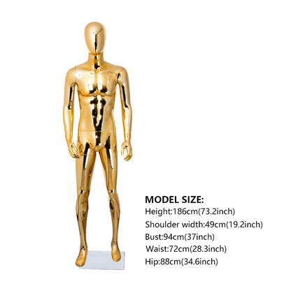 Brand Clothing Electroplated Mannequin | Full - Body Colorful Fiberglass Resin Golden Men's Clothing Window Display Rack