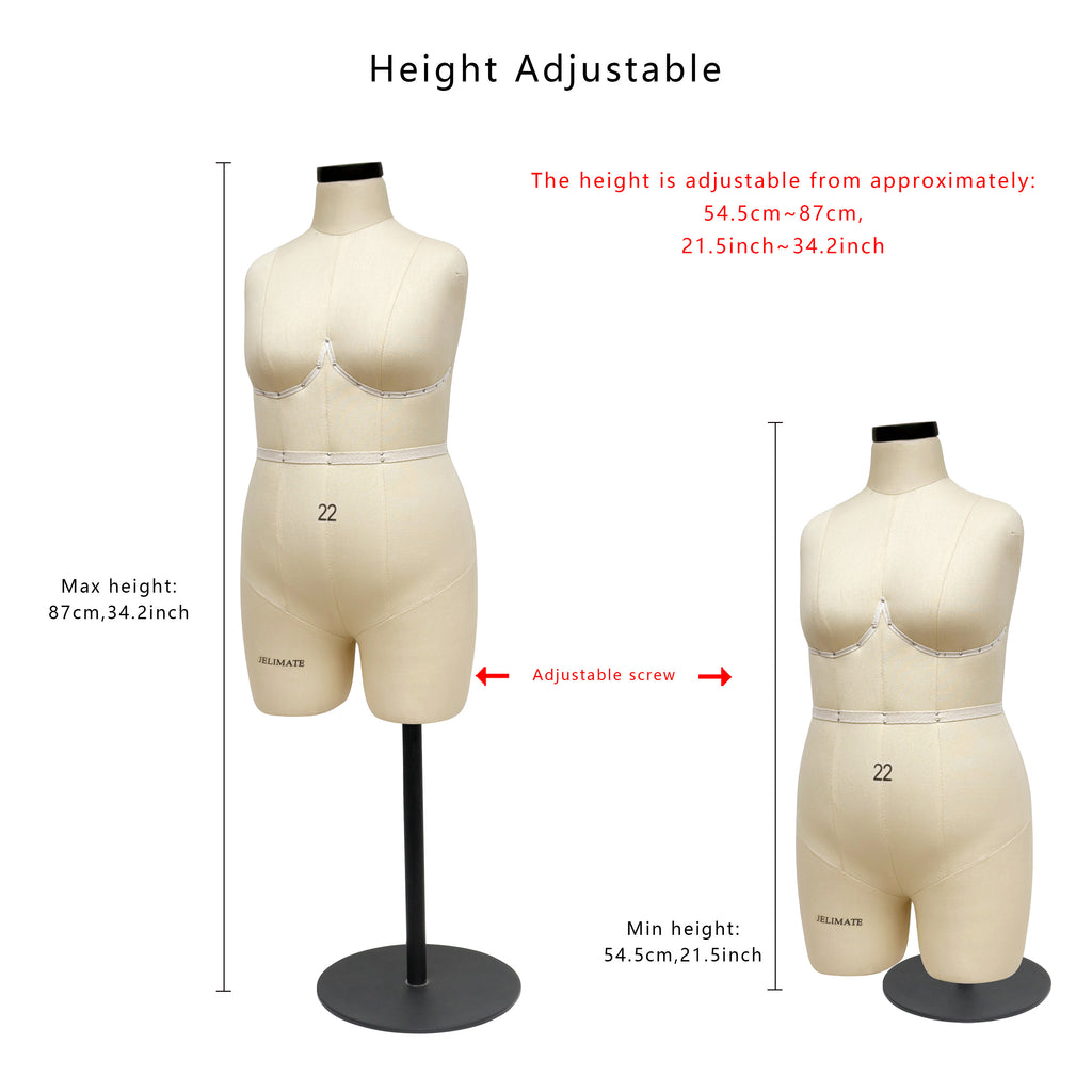 JELIMATE Studio | Plus Size Half Scale Dress Form (Size 22)