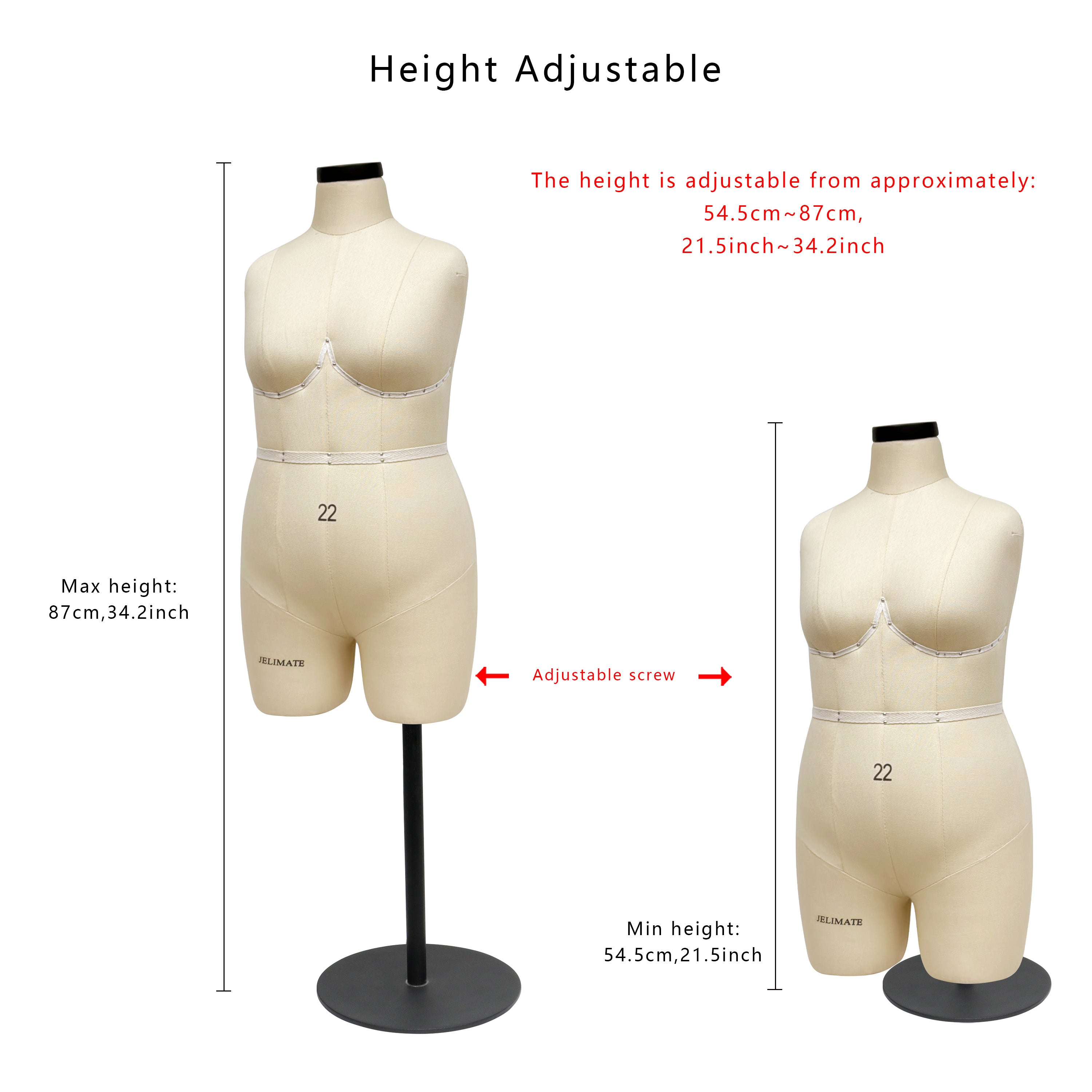 JELIMATE Studio | Plus Size Half Scale Dress Form (Size 22)