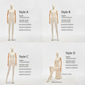 Jelimate Realistic Male and Female Full Body Mannequin,Linen Fabric Beige Mannequin Torso With Wooden Arms,Women and Men Full Body Display Mannequin Dress Form,Clothing Shop Clothes Display Model JMFF02
