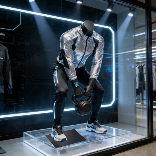 Athletic Kettlebell Pose Headless Male Mannequin - Full Body Sports Display for Gym & Retail