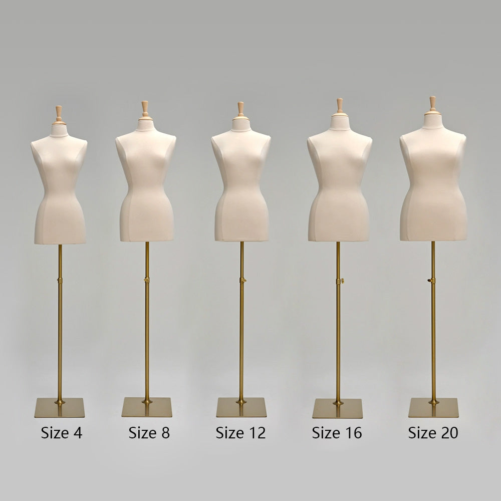 Jelimate Half Body Plus Size Female Mannequin Torso - Pinnable Dress Form with Beige Velvet Cover
