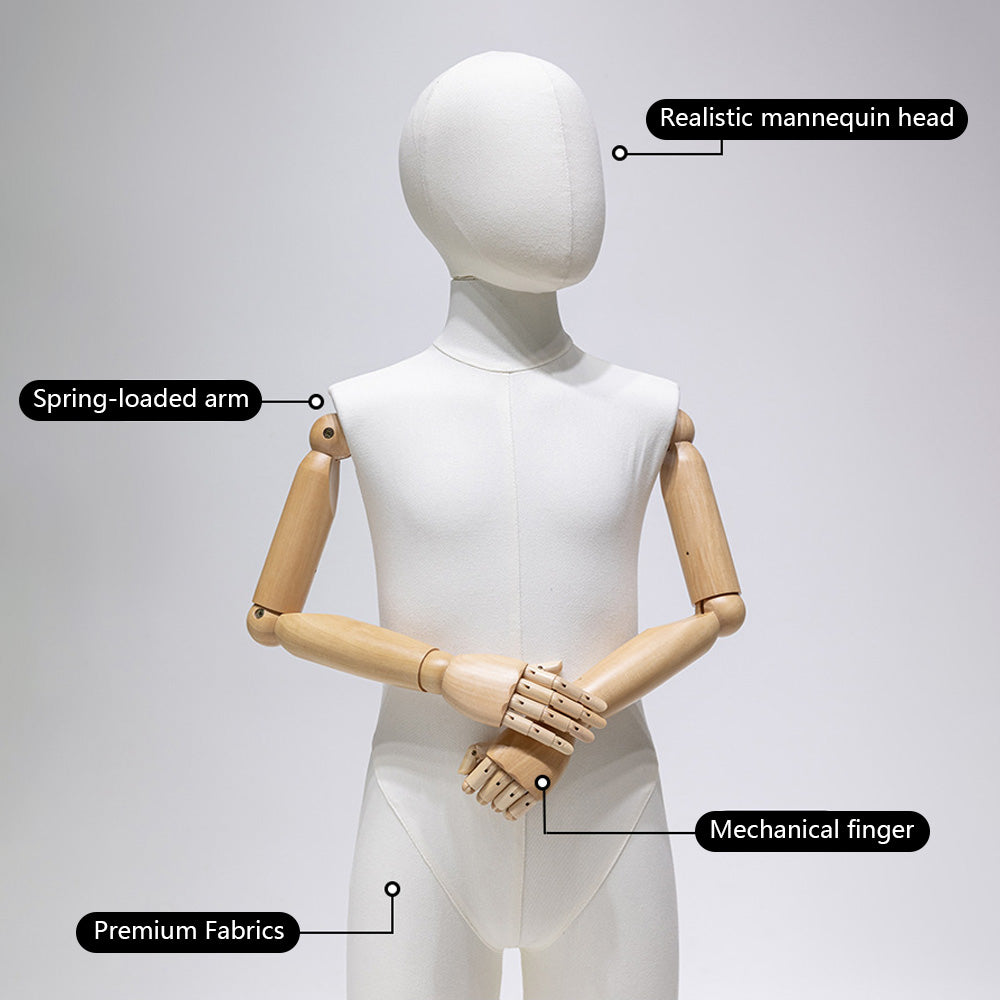 JELIMATE Fabric Full Body Child Mannequin | Kids Clothing Display Form for Retail Store Ages 3-11