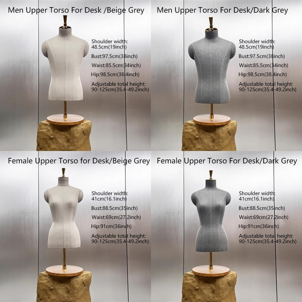 JELIMATE Luxury Half Body Mannequin Torso - Premium Dress Form with Integrated Pant & Shoe Rack and Solid Wooden Base