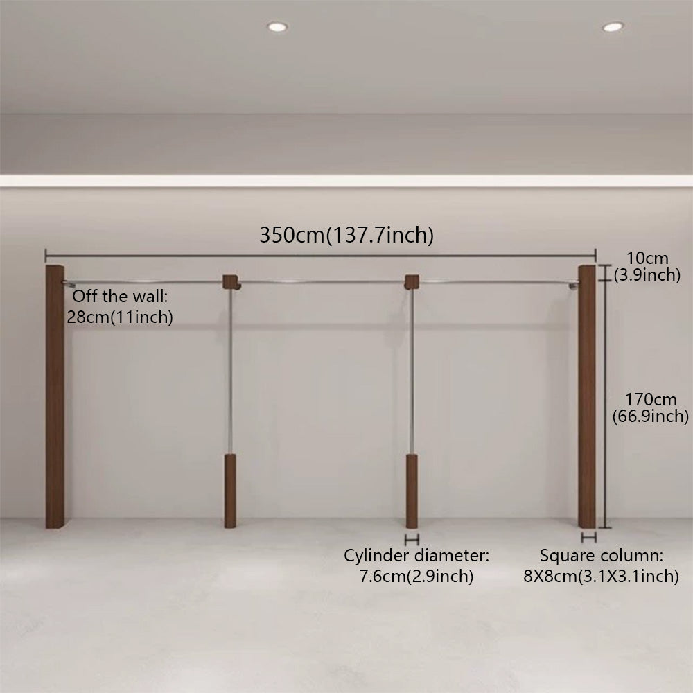 JELIMATE Walnut Clothing Display Rack for Boutique Retail Store Showroom Floor Standing