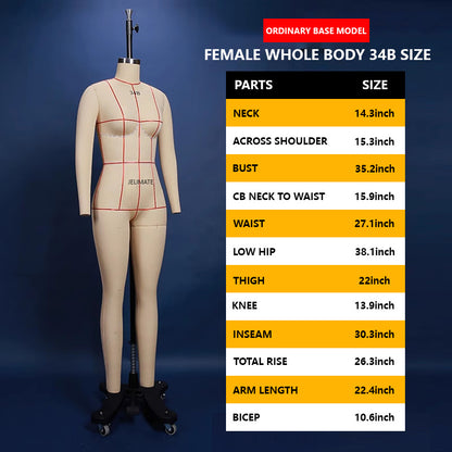 JELIMATE Professional Lingerie & Swimwear Dress Form (34B / 90D)