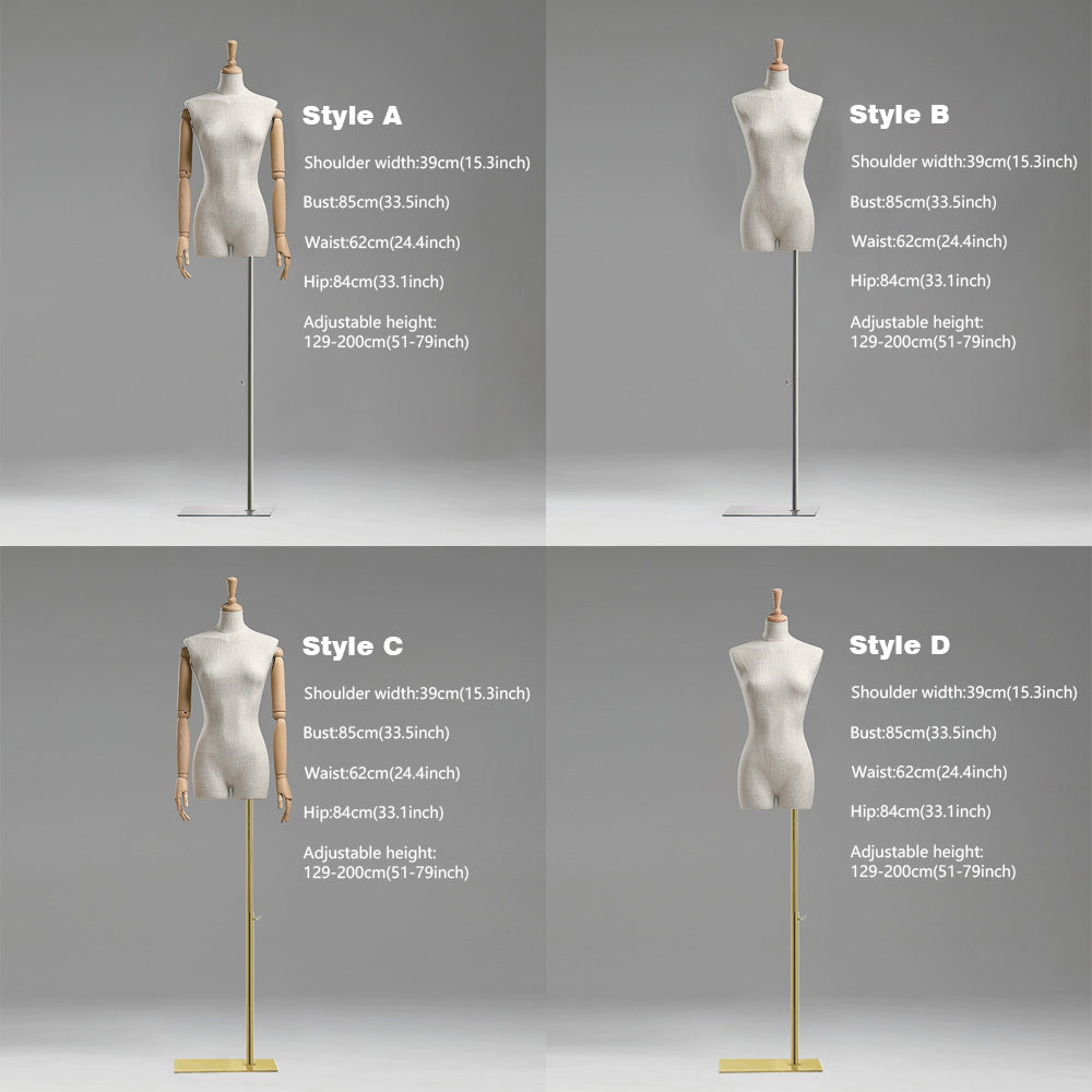 Jelimate Half Body Headless Mannequin Torso With Wooden Arms,Window Display Female Dress Form Torso,Wedding Dress Gown Clothing Display Model Props