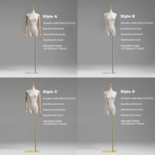 Jelimate Half Body Headless Mannequin Torso With Wooden Arms,Window Display Female Dress Form Torso,Wedding Dress Gown Clothing Display Model Props