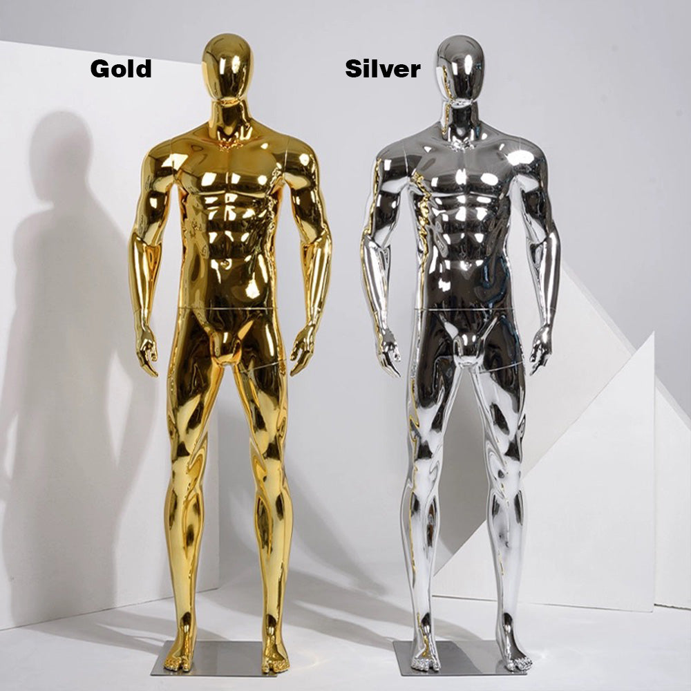 JELIMATE Luxury Plated Silver Gold Male Full Body Mannequin | Window Display