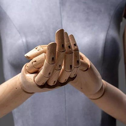 JELIMATE Luxury Grey Suede Female Full Body Mannequin | Adjustable Wooden Arms