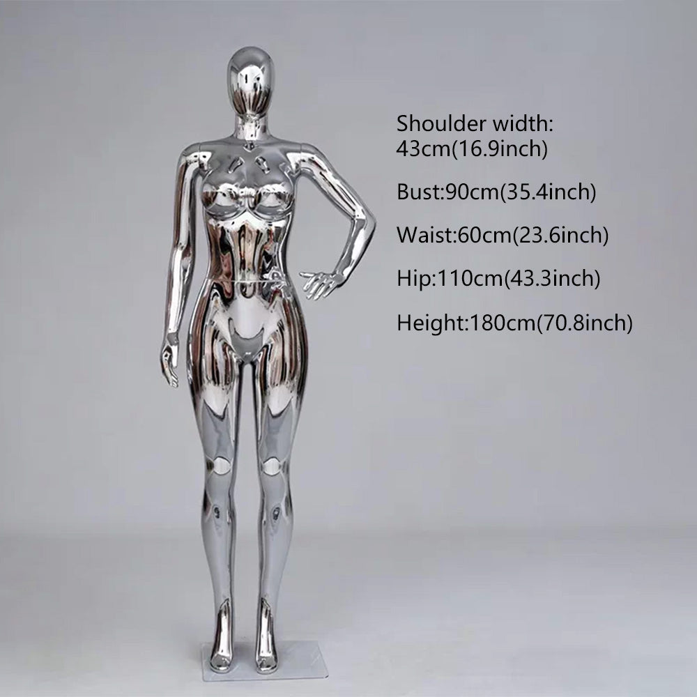 JELIMATE Plus Size Electroplated Female Mannequin 3 Colors, Curvy Window Display Fixture