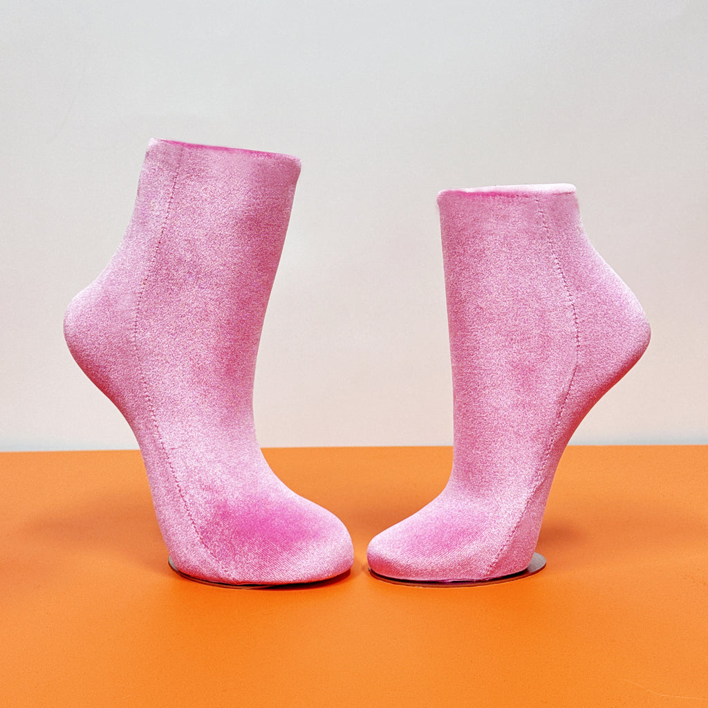 Pink Velvet Foot Mannequin - Premium Display Stand for Socks & Anklets