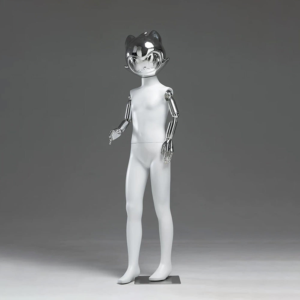 JELIMATE Kids Full Body Mannequin Chrome Anime Cat Head Children Clothing Display