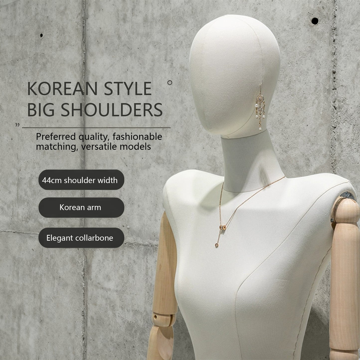 Korean-Style Shoulder-Padded Female Mannequin - Luxury Display for Clothing Boutiques & Retail Stores