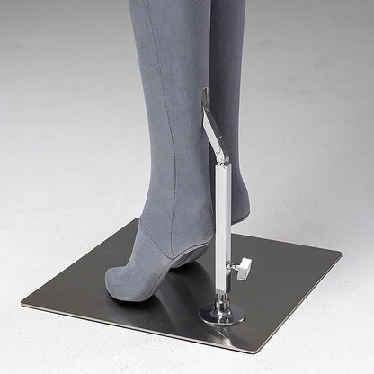 JELIMATE Luxury Grey Suede Female Full Body Mannequin | Adjustable Wooden Arms