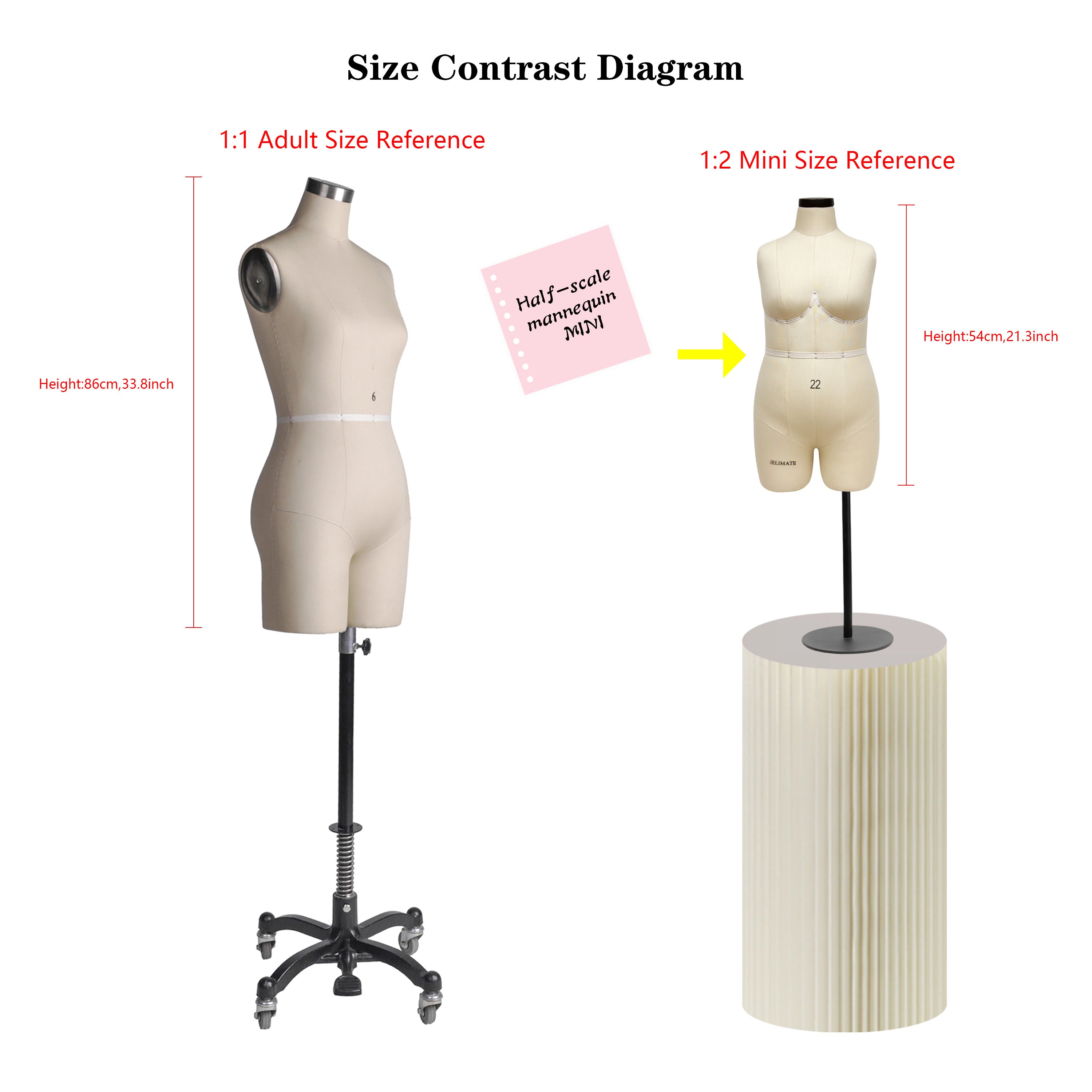 JELIMATE Studio | Plus Size Half Scale Dress Form (Size 22)
