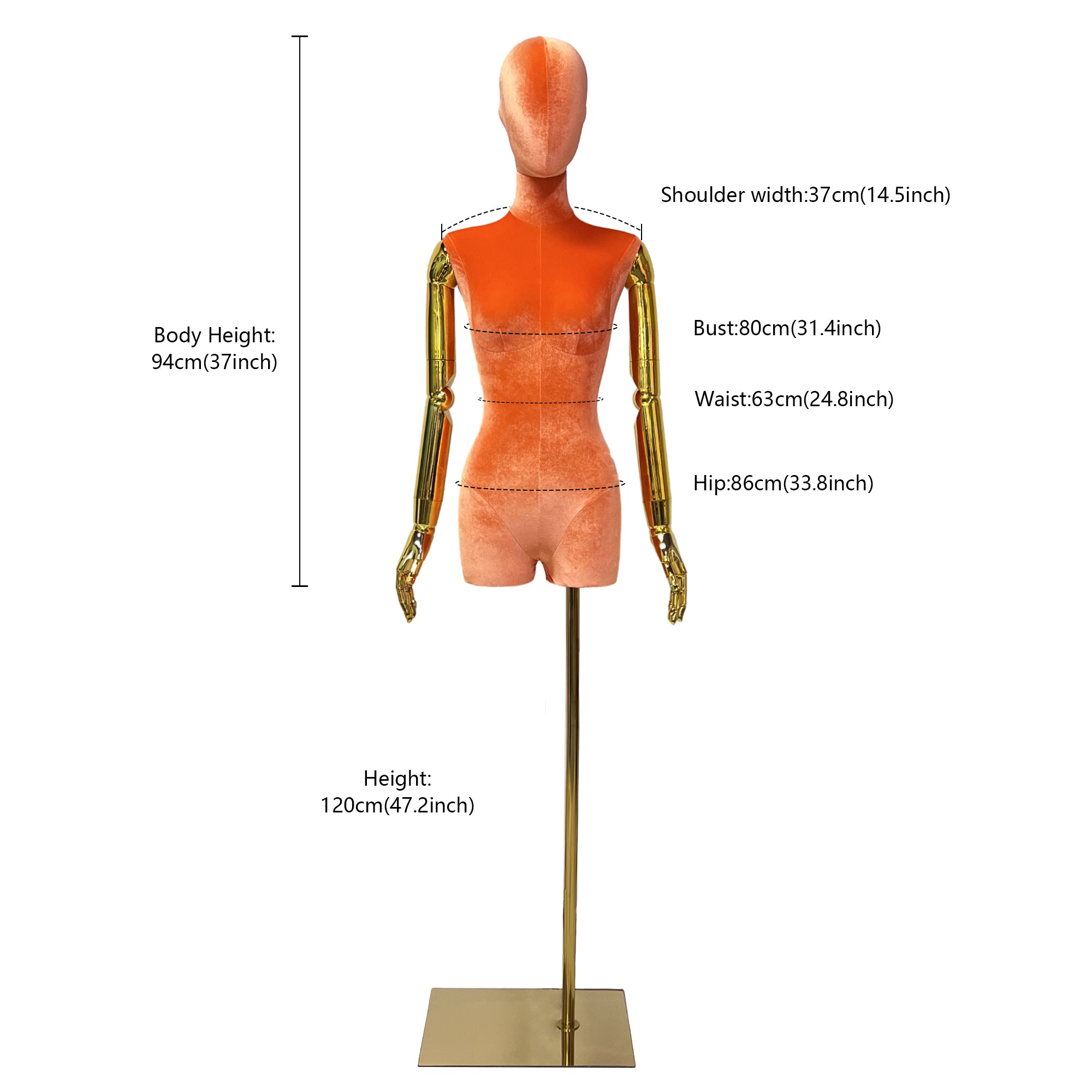 Jelimate Luxury Half Body Male Female Display Mannequin Torso,Velvet Dress Form Torso Plus Size Mannequin,Window Dress Form Clothing Model