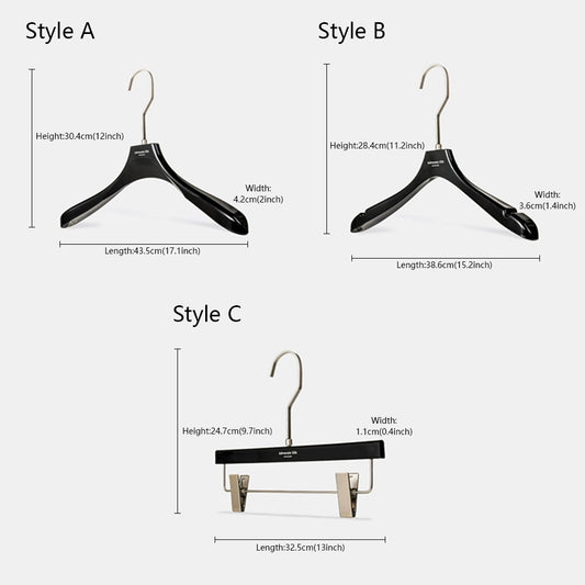 Jelimate High Quality Women Men Clothing Store Black Acrylic Hanger Non Slip Coat Shirt Pant Suit Clothing Hanger Clear Crystal Hanger Hotel Hanging Clothing Rack