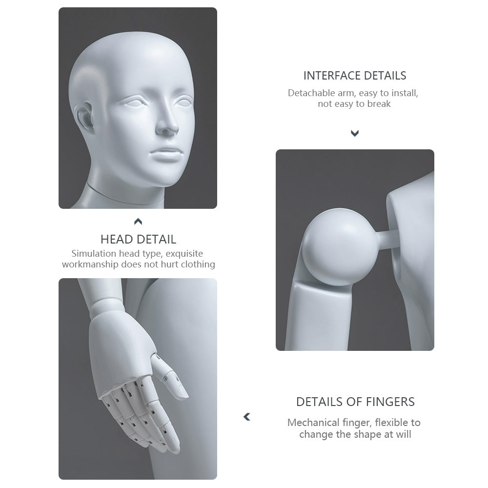 Premium Full Body Mannequin - Flexible Joints with Wooden Arms & Velvet Finish