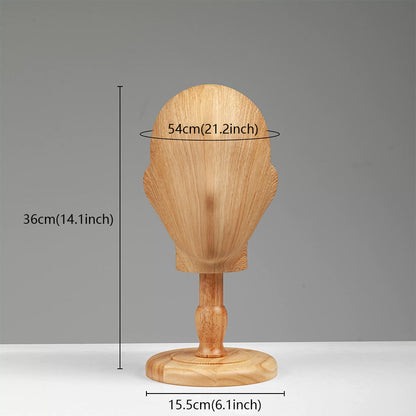 Wood Grain Mannequin Head Display Stand - Tabletop Hat Wig Holder for Retail Stores & Closet Organization