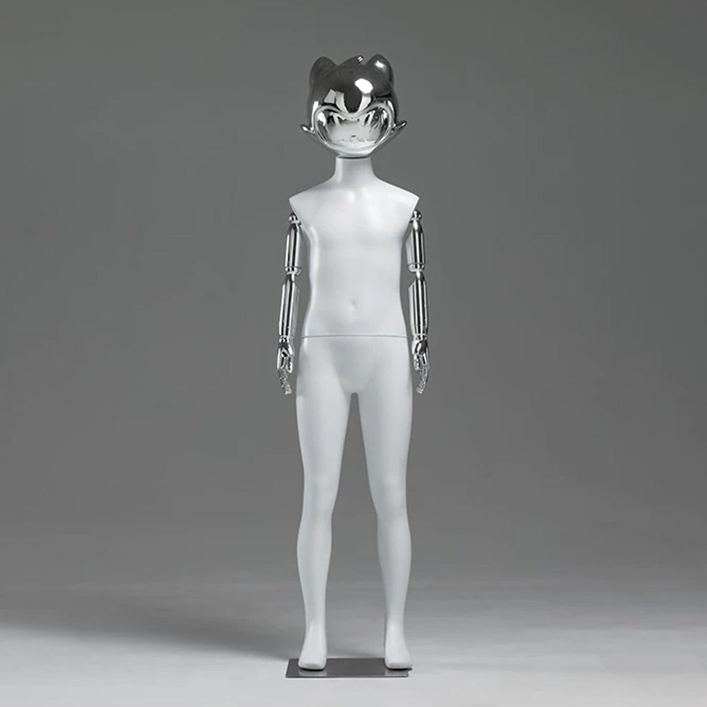 JELIMATE Kids Full Body Mannequin Chrome Anime Cat Head Children Clothing Display
