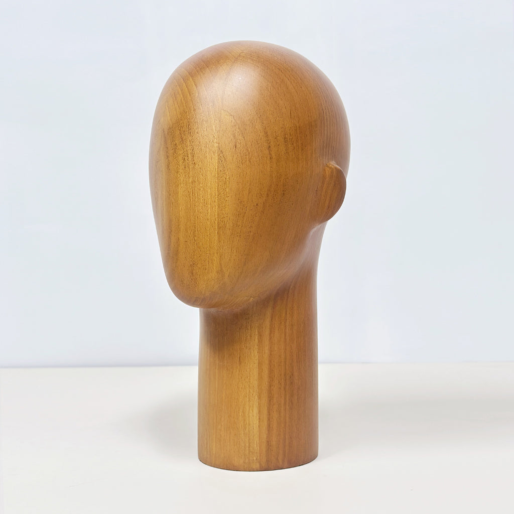 JELIMATE Wooden Mannequin Head Male – Solid Wood Hat Wig Glasses Display Stand