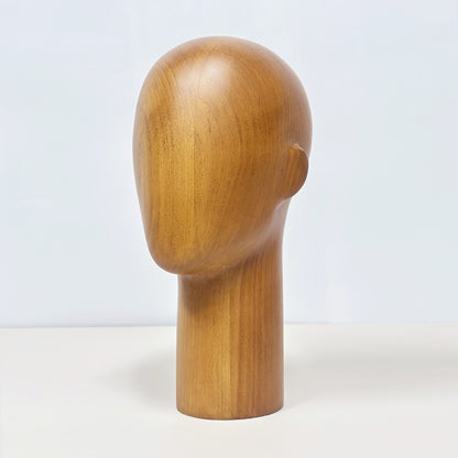 JELIMATE Wooden Mannequin Head Male – Solid Wood Hat Wig Glasses Display Stand