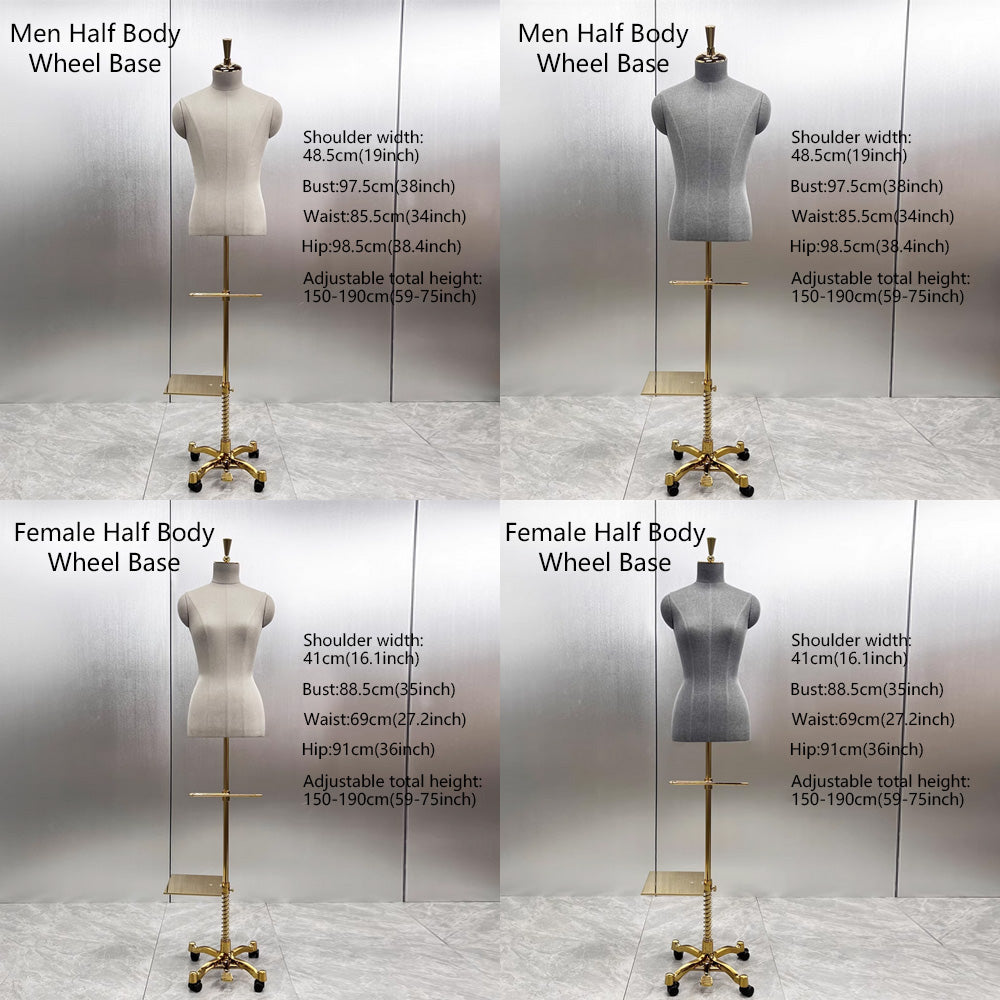JELIMATE Luxury Half Body Mannequin Torso - Premium Dress Form with Integrated Pant & Shoe Rack and Solid Wooden Base