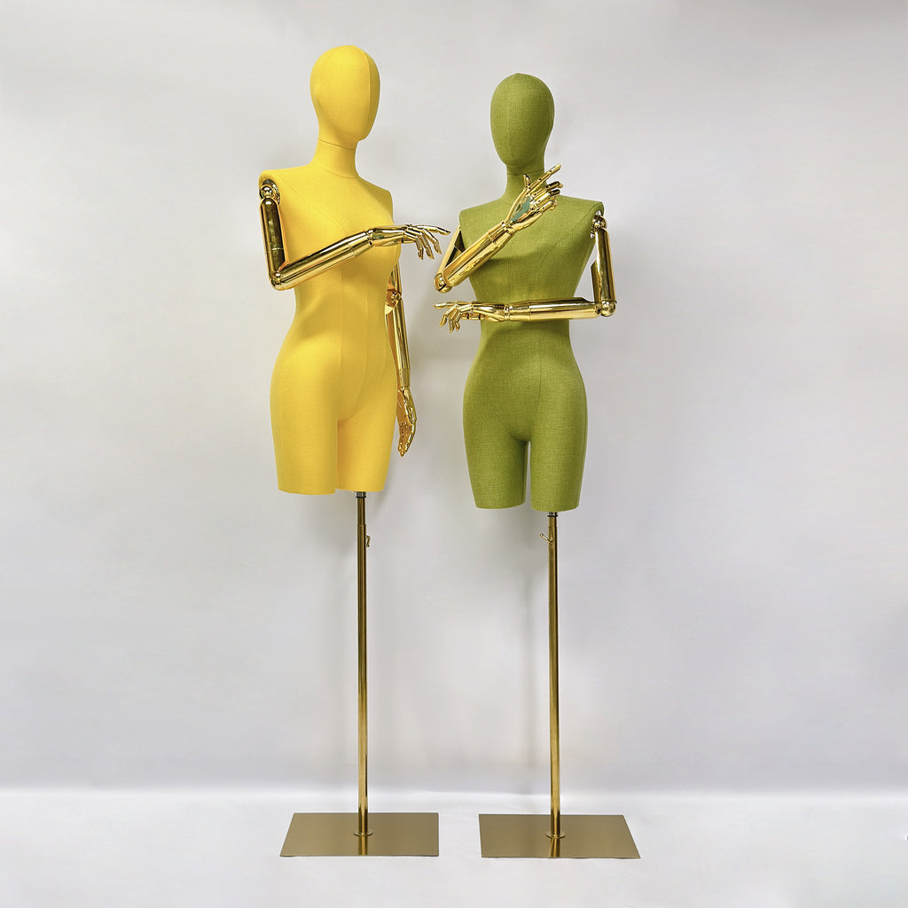 JELIMATE Linen Female Dress Form - Half Body Mannequin for Window Display