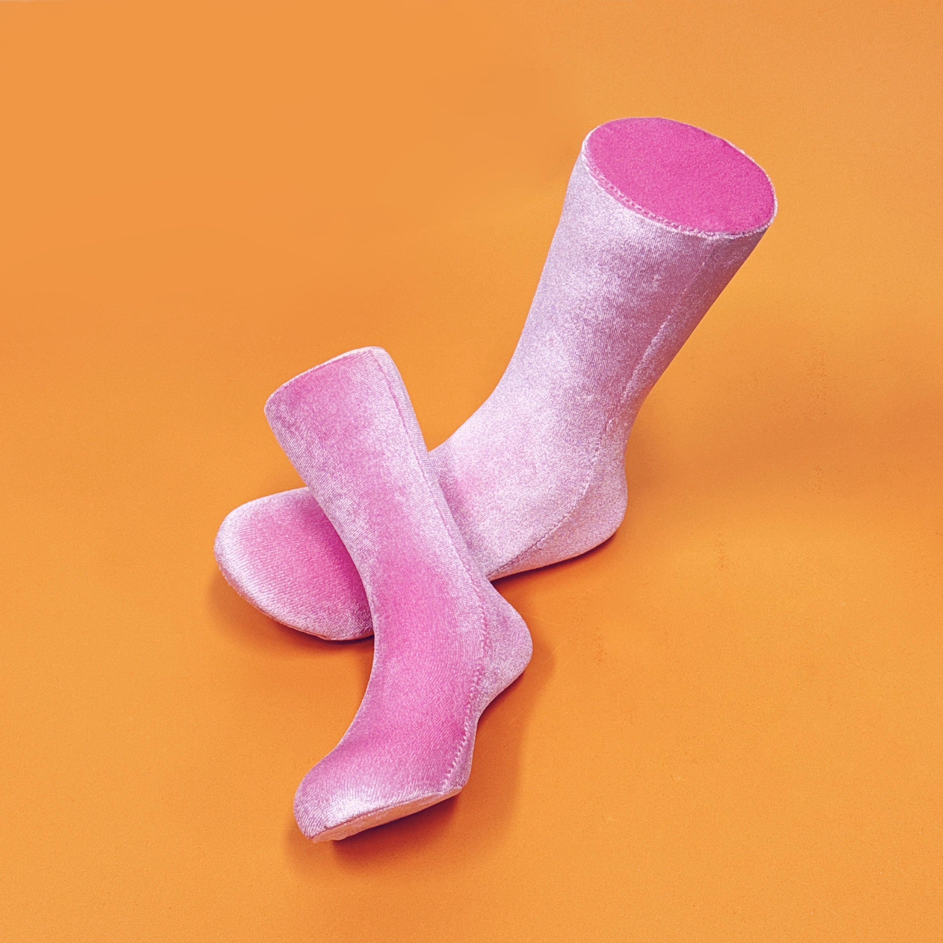 Pink Velvet Foot Mannequin - Premium Display Stand for Socks & Anklets