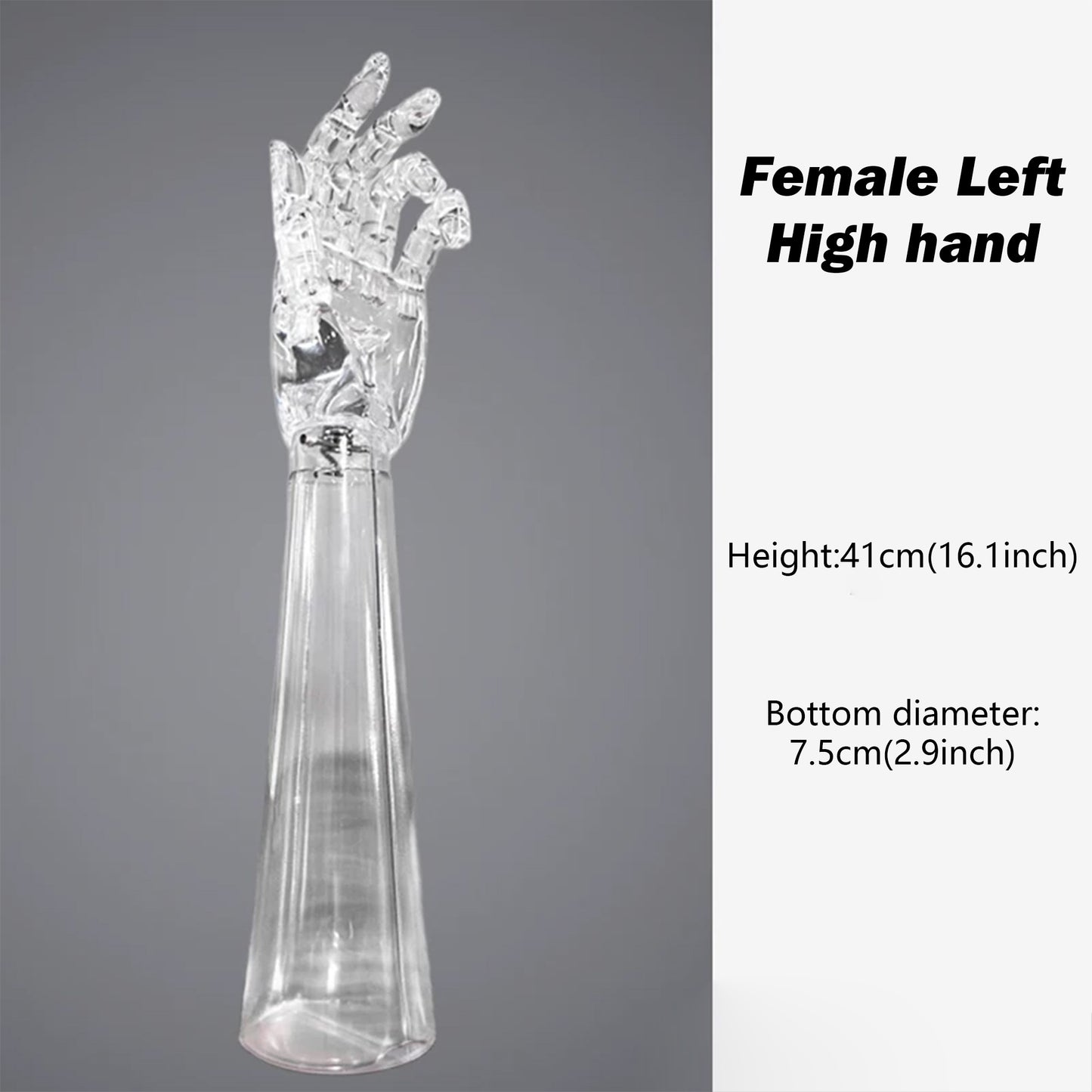 JELIMATE Clear Hand Mannequin Display Stand Articulated Joints Jewelry Ring Holder