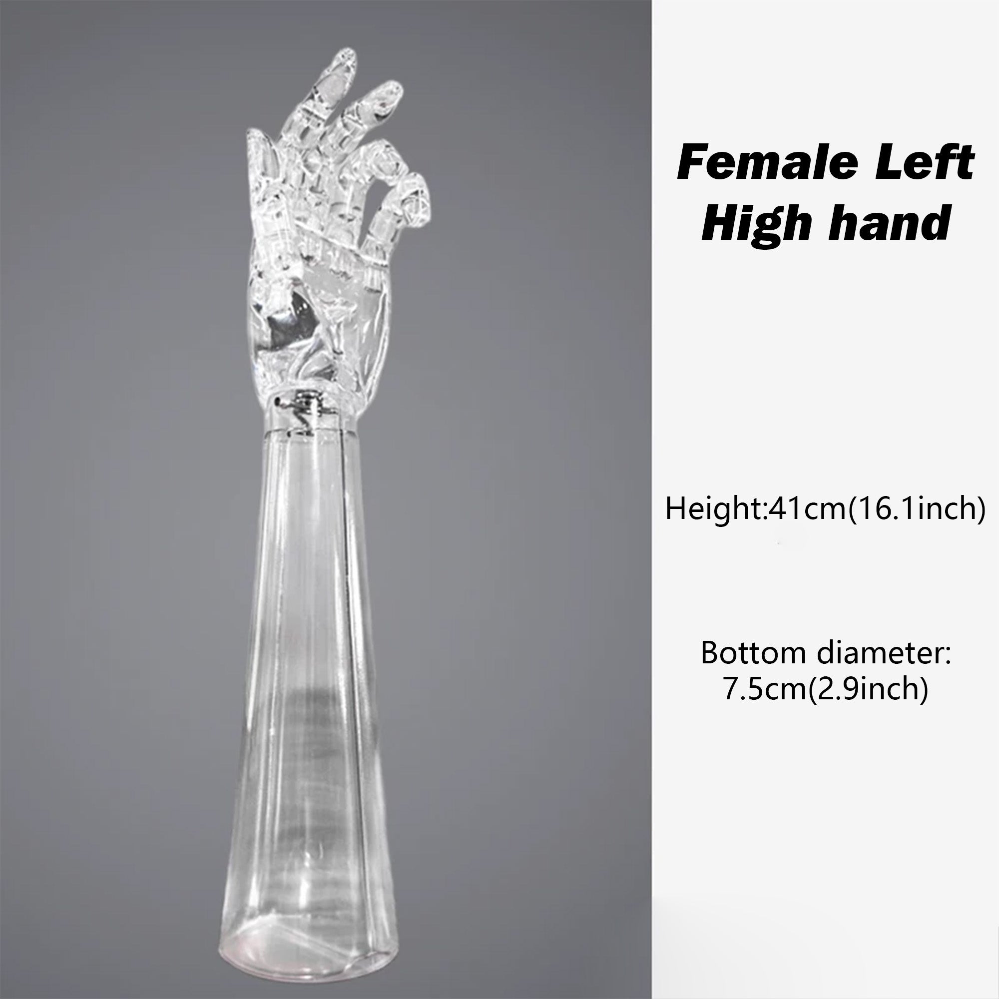 JELIMATE Clear Hand Mannequin Display Stand Articulated Joints Jewelry Ring Holder