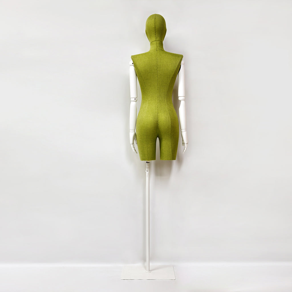 Jelimate Half Body Female Mannequin Torso,Female Display Mannequin Dress Form Adjustable,Women Linen Fabric Mannequin Torso with White Wooden Arms,Wedding Dress Form Clothing Display Mannequin
