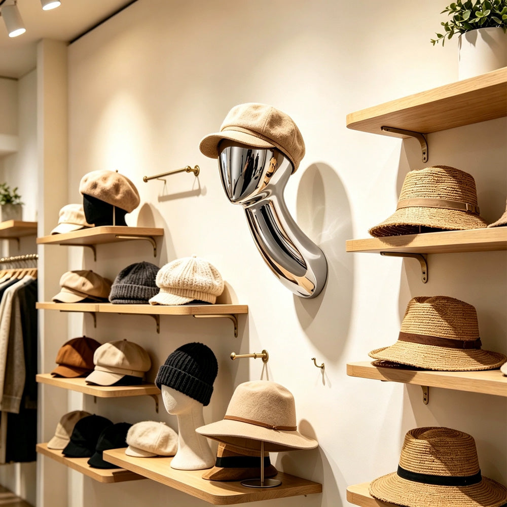 JELIMATE Wall-Mounted Mannequin Head for Hats, Wigs & Boutique Window Accessory Displays