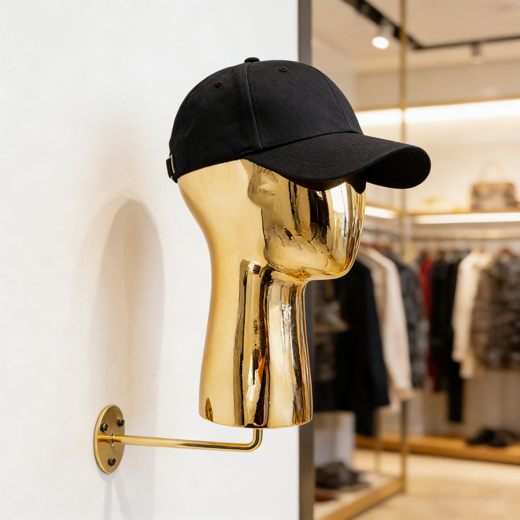 Luxury Electroplated Wall-Mounted Mannequin Head Display - Hat & Wig Stand Gold/Silver