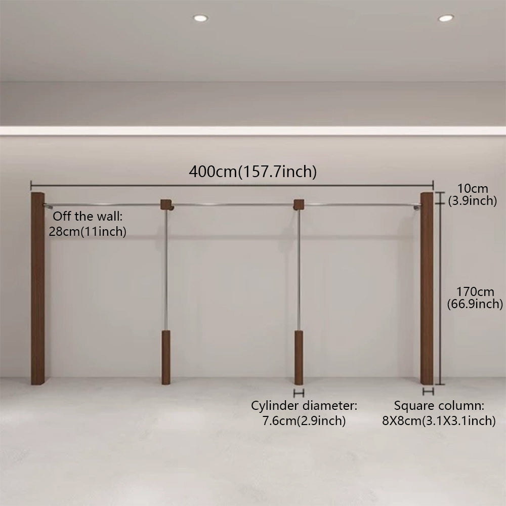 JELIMATE Walnut Clothing Display Rack for Boutique Retail Store Showroom Floor Standing