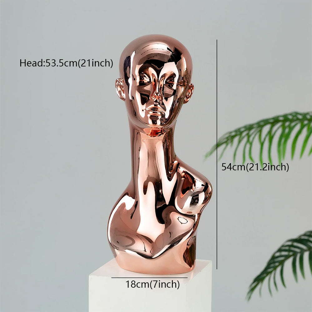 Electroplated Mannequin Head Display Stand - Wig Hat Scarf Jewelry Display Prop for Retail Stores