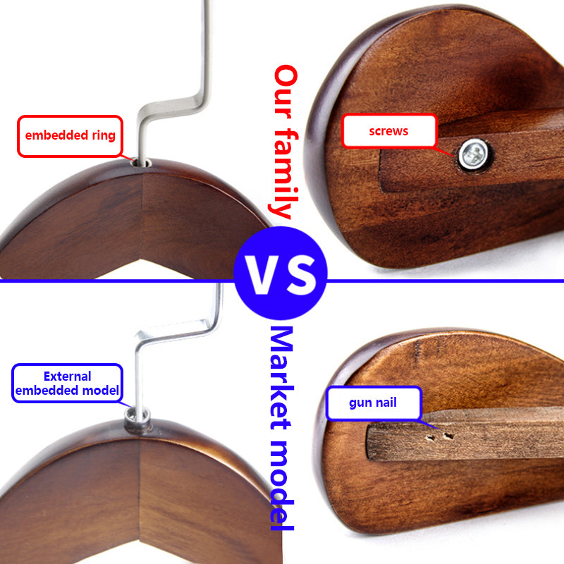 Retro Wide-Shoulder Wooden Hanger: Premium Non-Slip Closet Essential