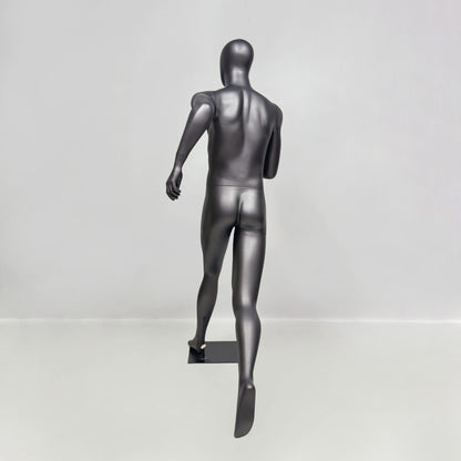 Running Mannequin Full Body Black Fiberglass Athletic Display Stand Male Female Gym Store