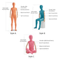 JELIMATE Kid Full Body Mannequin with Dajustable Wooden Arms | Linen-Wrapped Fiberglass Child Dress Form | 6 Poses & Colors