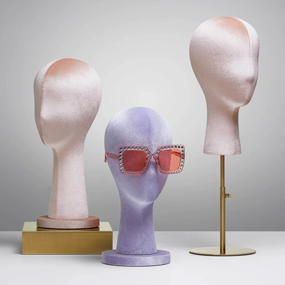 Jelimate Commercial Velvet Female Mannequin Head - Professional Display Form for Salons, Jewelry Boutiques & Retail Showcases