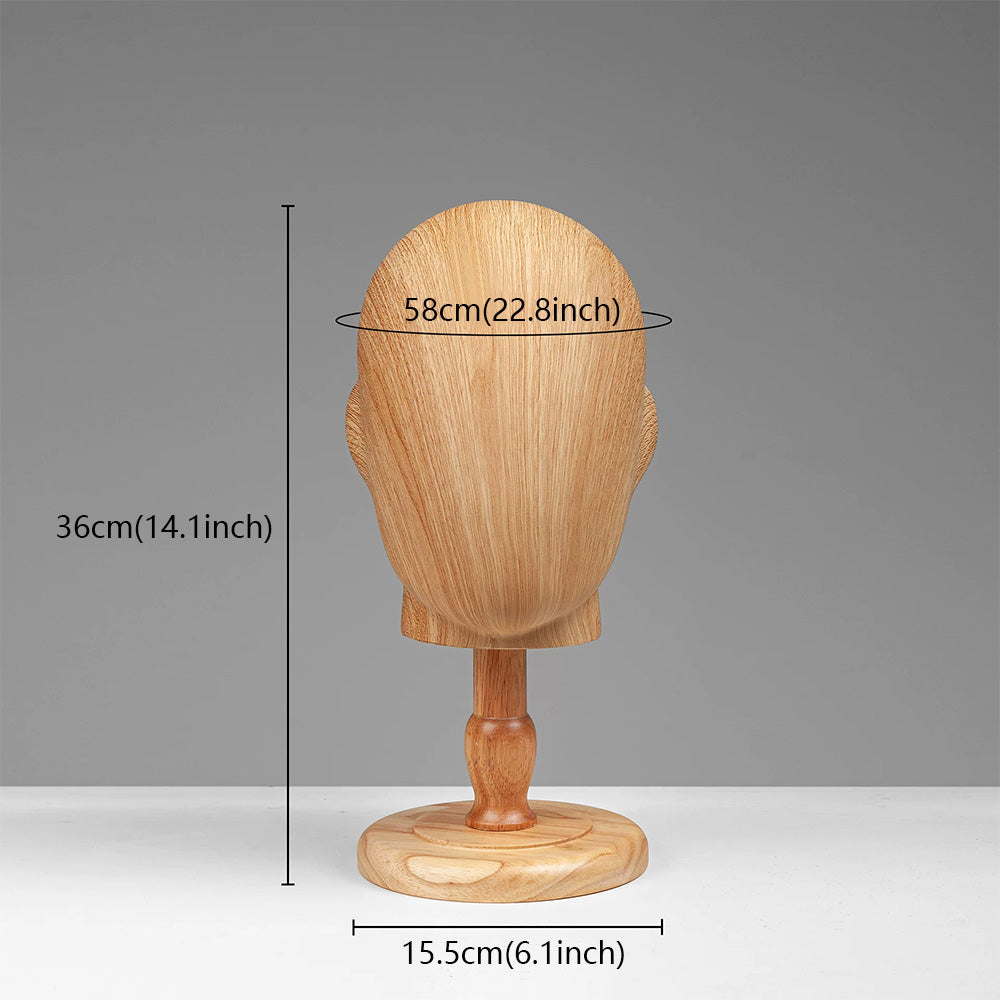 Wood Grain Mannequin Head Display Stand - Tabletop Hat Wig Holder for Retail Stores & Closet Organization
