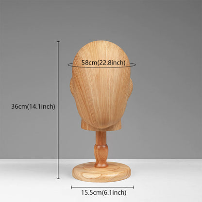 Wood Grain Mannequin Head Display Stand - Tabletop Hat Wig Holder for Retail Stores & Closet Organization