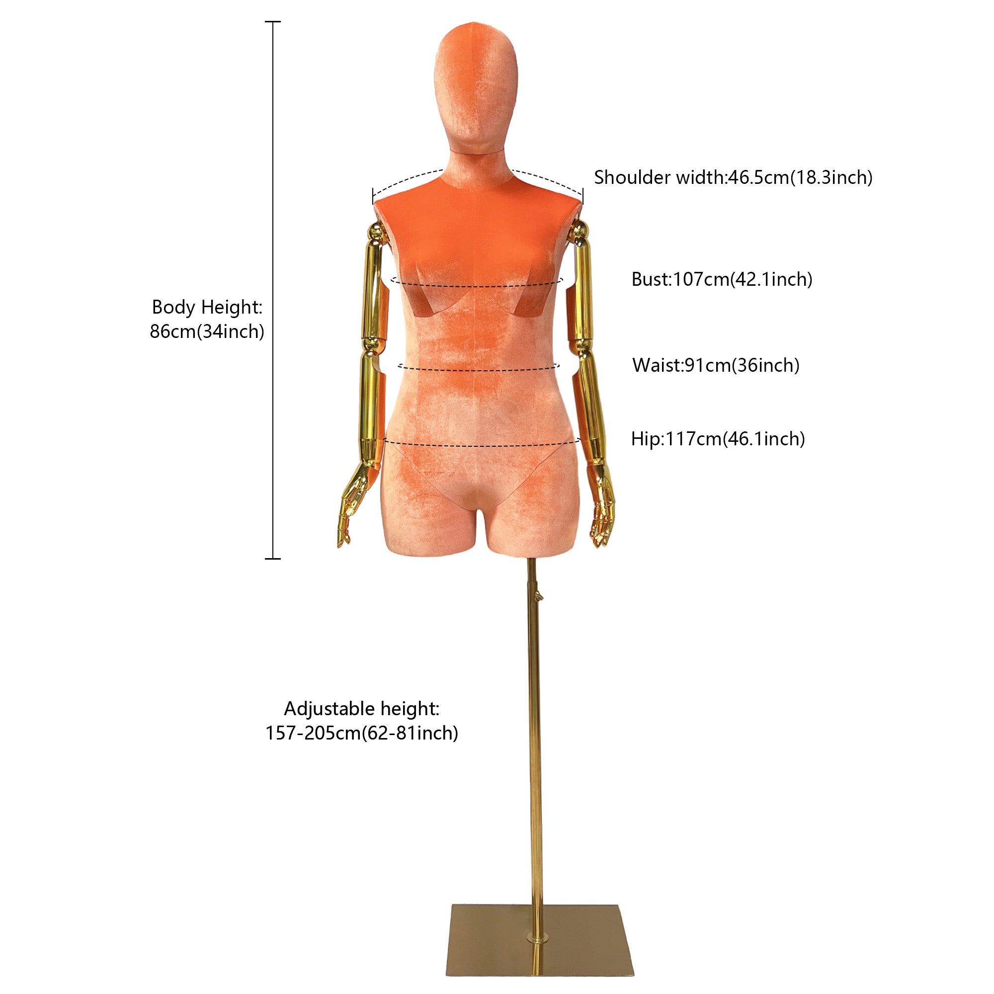 Jelimate Luxury Half Body Male Female Display Mannequin Torso,Velvet Dress Form Torso Plus Size Mannequin,Window Dress Form Clothing Model