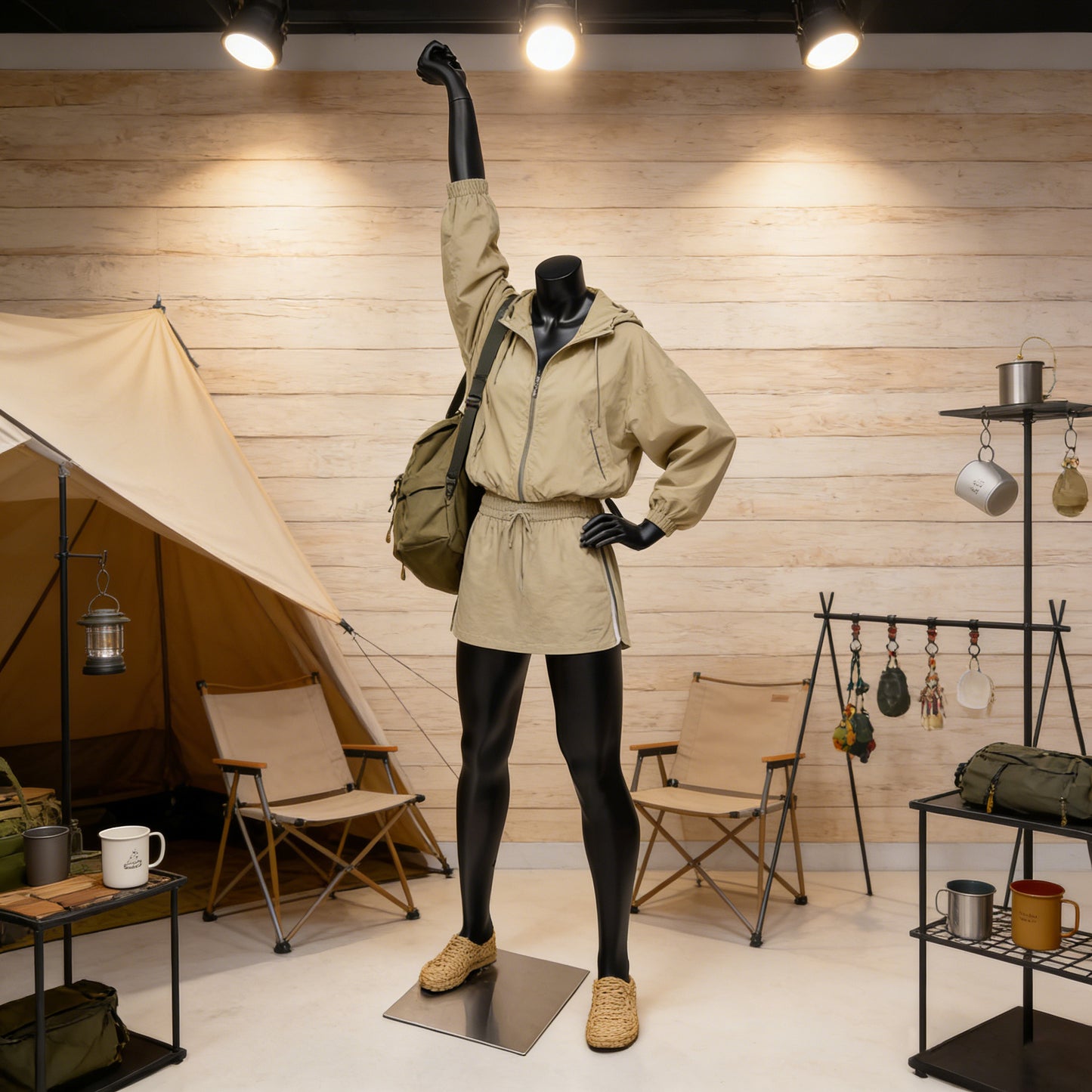 JELIMATE Female Athletic Dumbbell Mannequin - Headless Sports Display for Gym & Boutique