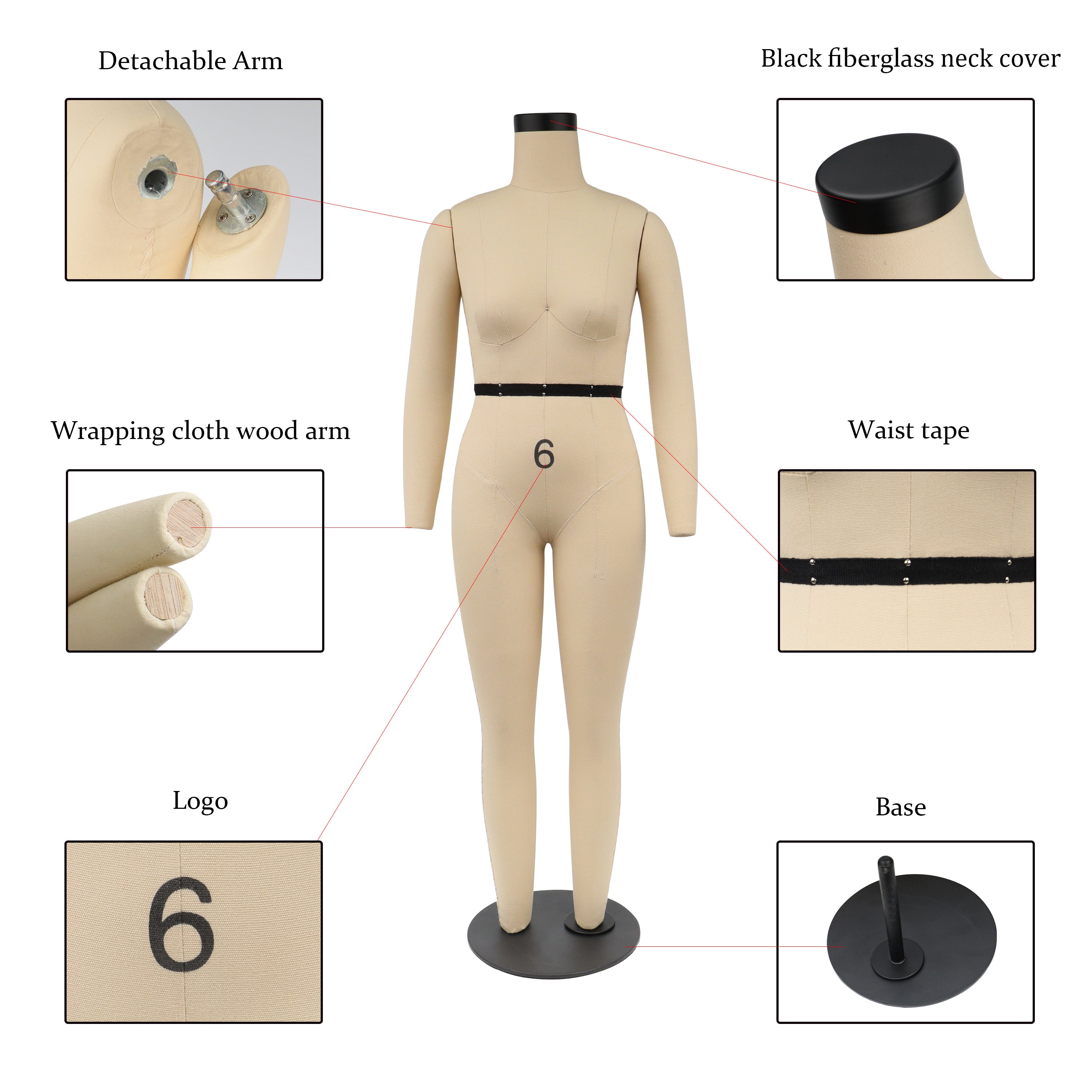 Professional Full Body Dress Form - Half Scale Female Mannequin with Legs (77cm, US Size 6)