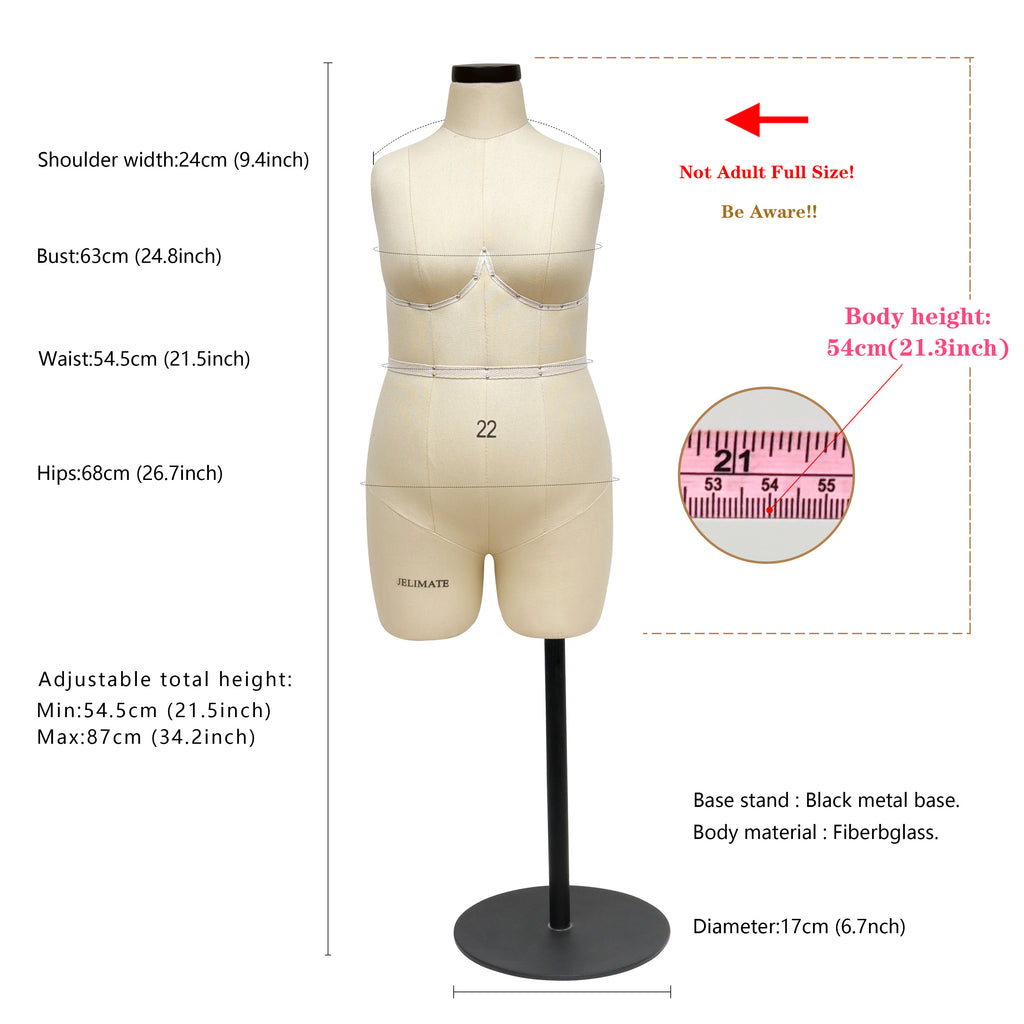 JELIMATE Studio | Plus Size Half Scale Dress Form (Size 22)