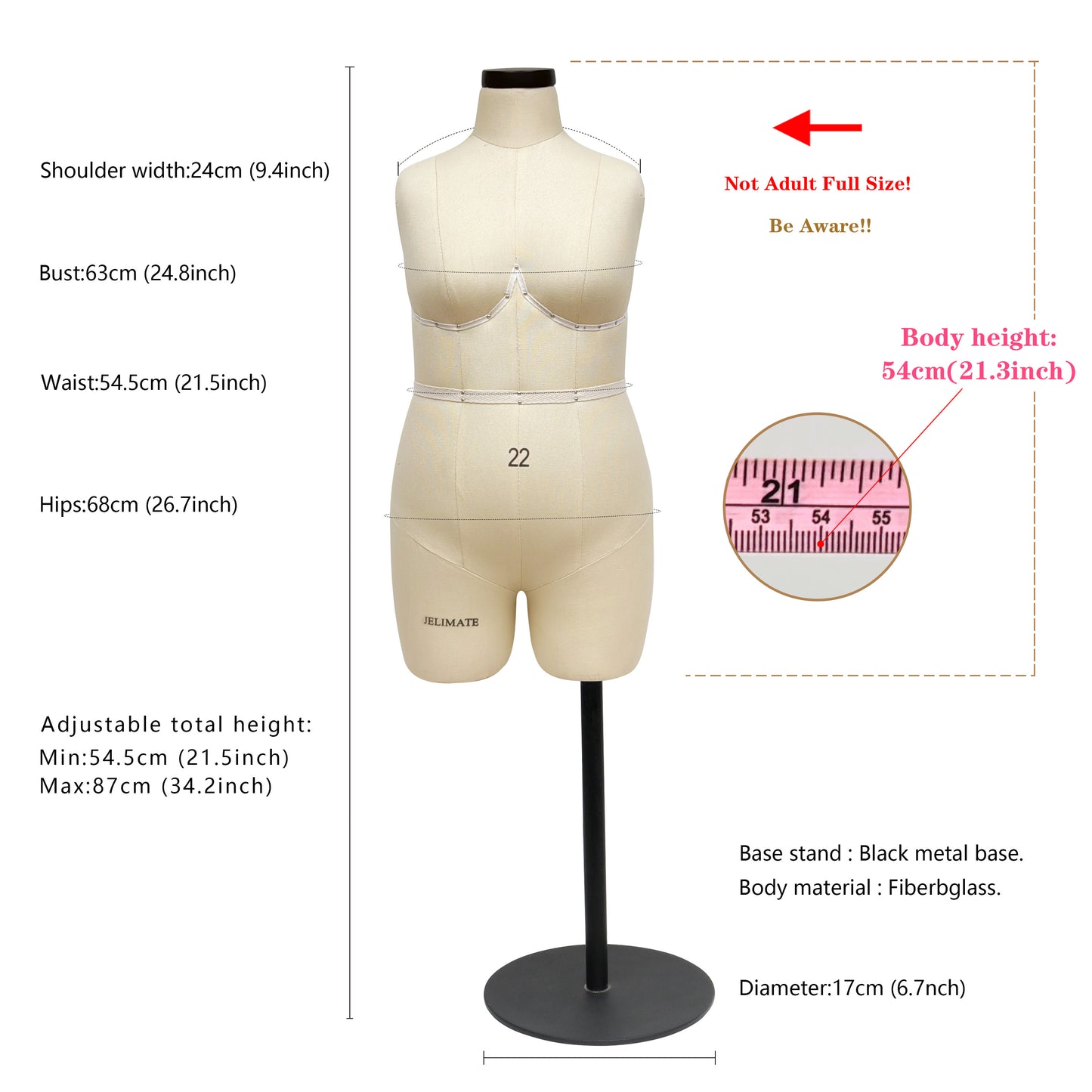 JELIMATE Studio | Plus Size Half Scale Dress Form (Size 22)