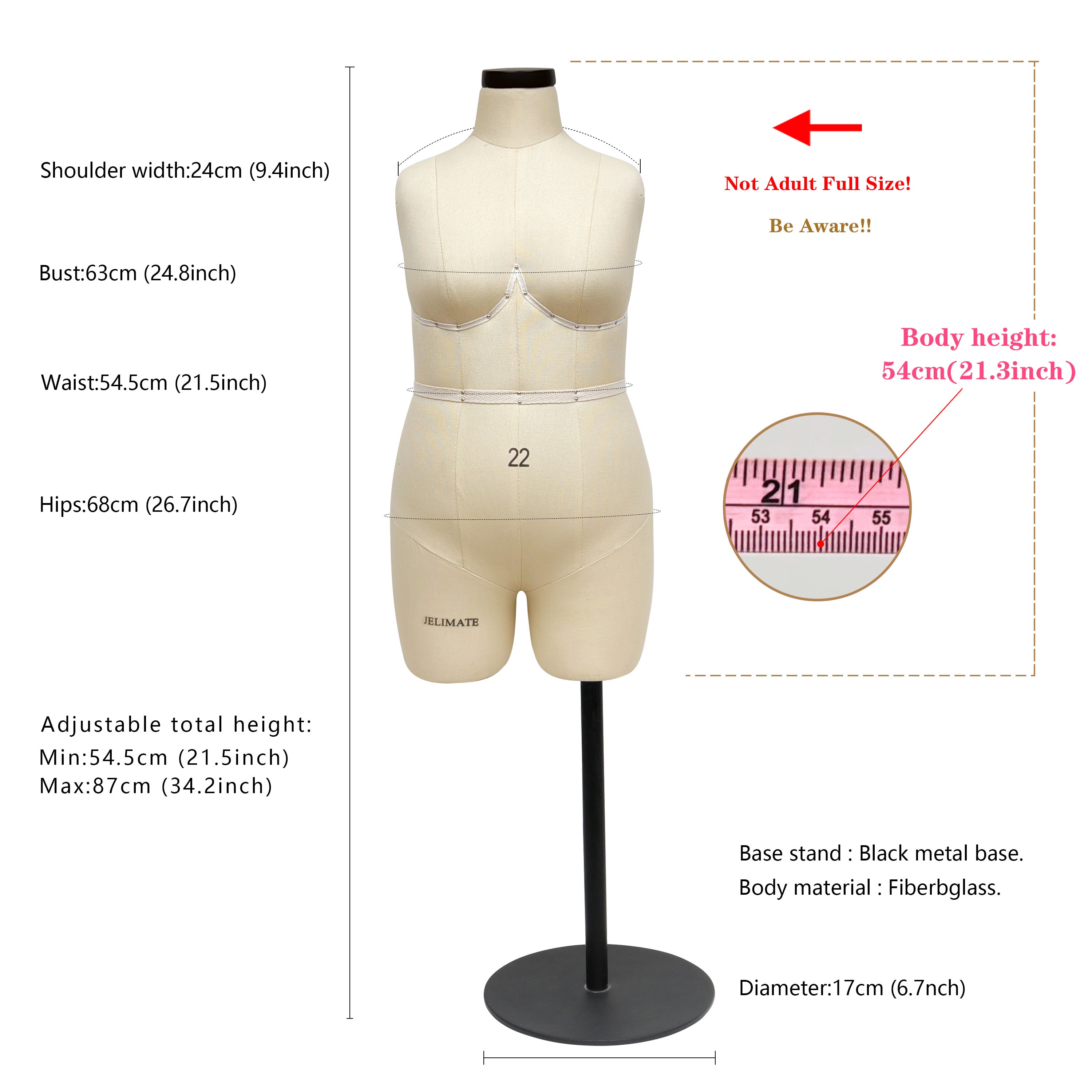 JELIMATE Studio | Plus Size Half Scale Dress Form (Size 22)